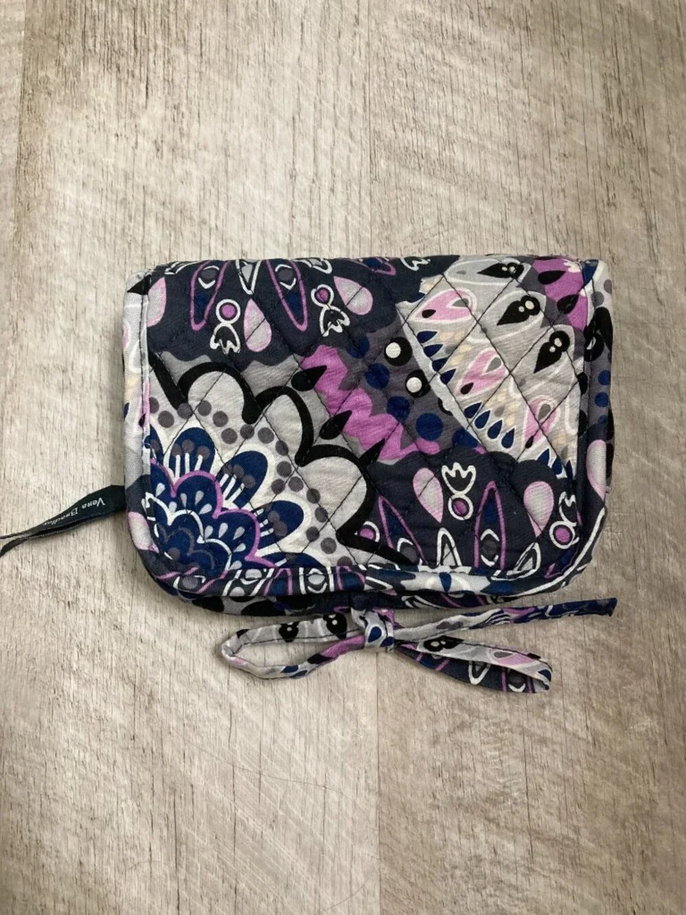 Vera Bradley Quilted Purple Black Bi Fold Cosmetic Travel Organizer